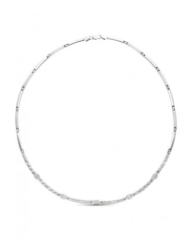 Gargantilla oro blanco 18k circonitas mate brillo 15,25 gramos