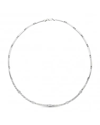 Gargantilla oro blanco 18k circonitas mate brillo 15,25 gramos