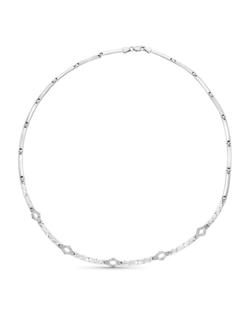 Gargantilla oro blanco 18k circonitas mate brillo 16,25 gramos