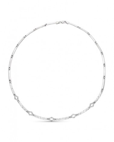 Gargantilla oro blanco 18k circonitas mate brillo 16,25 gramos