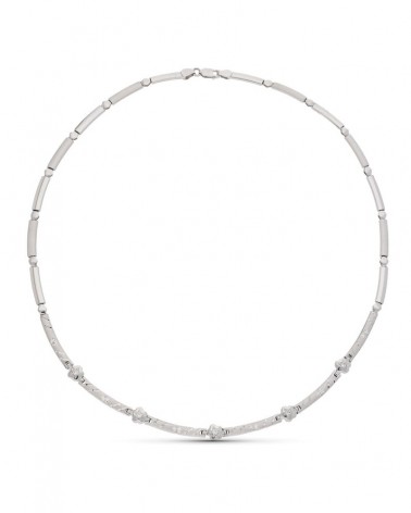 Gargantilla oro blanco 18k tramos tallados 16,25 gramos