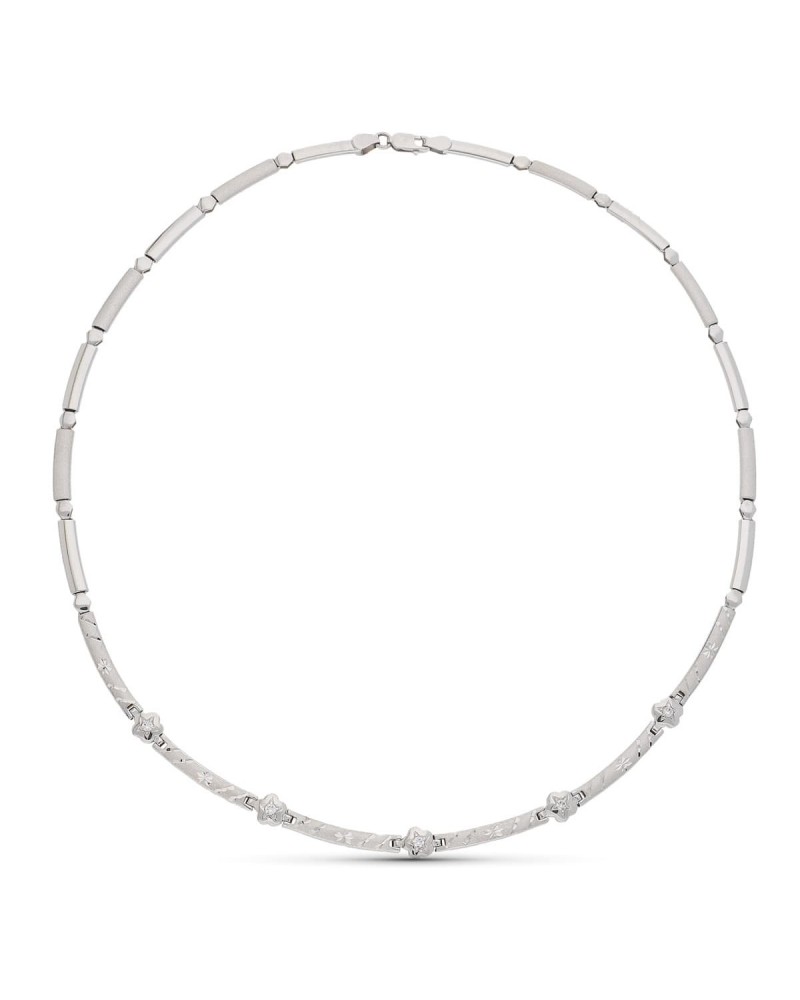 Gargantilla oro blanco 18k tramos tallados 16,25 gramos