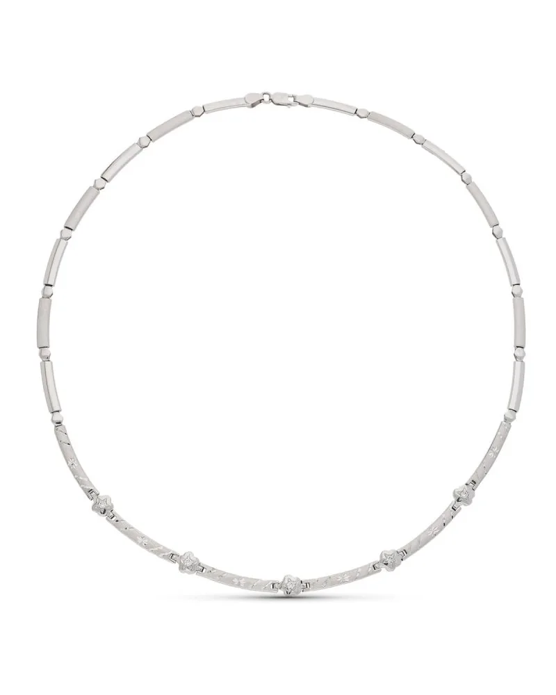 Gargantilla oro blanco 18k tramos tallados 16,25 gramos