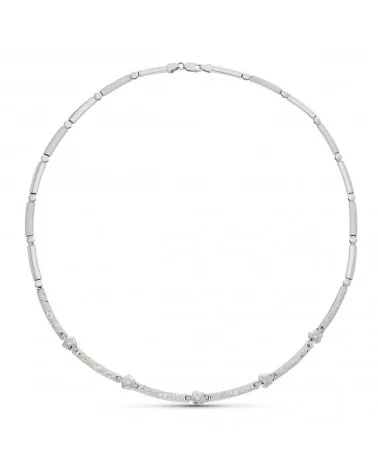 Gargantilla oro blanco 18k tramos tallados 16,25 gramos