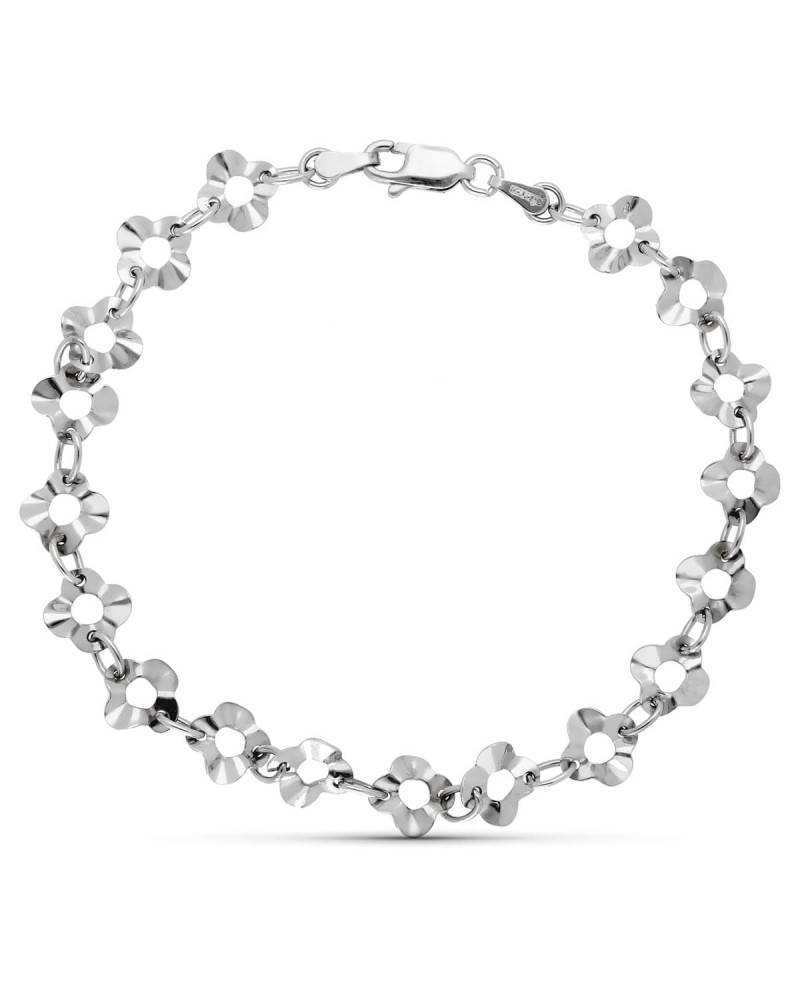 Pulsera oro blanco 18k motivos florales 19 cm 5,75 gramos