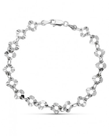 Pulsera oro blanco 18k motivos florales 19 cm 5,75 gramos