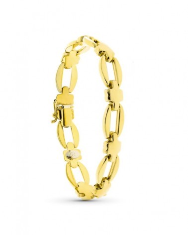 Pulsera oro 18k amarillo eslabones cruz 19 cm 17,9 gramos