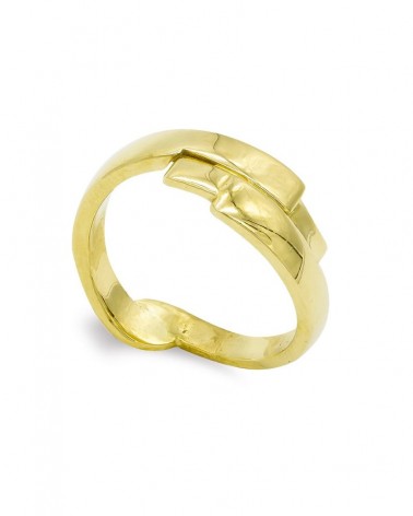 Sortija oro amarillo 18k líneas curvas 7,5mm 5,65 gramos