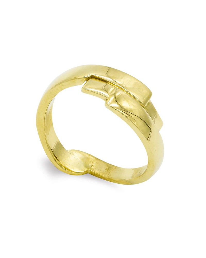 Sortija oro amarillo 18k líneas curvas 7,5mm 5,65 gramos