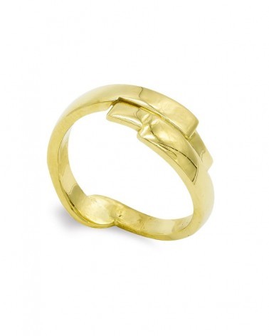 Sortija oro amarillo 18k líneas curvas 7,5mm 5,65 gramos