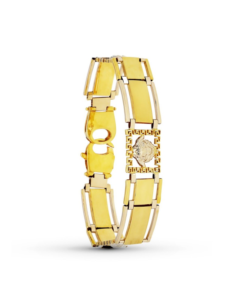Pulsera oro 18k bicolor medusa mate brillo 19cm