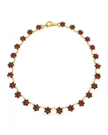 Gargantilla oro amarillo 18k cuajos granates 42cm