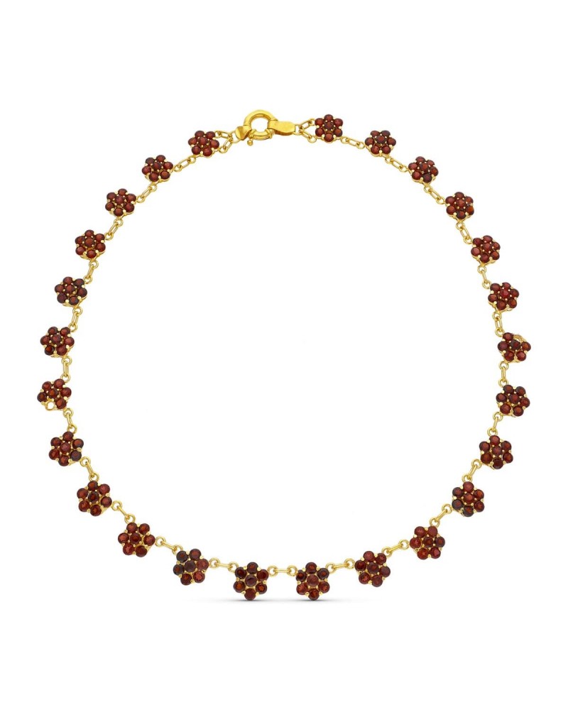 Gargantilla oro amarillo 18k cuajos granates 42cm