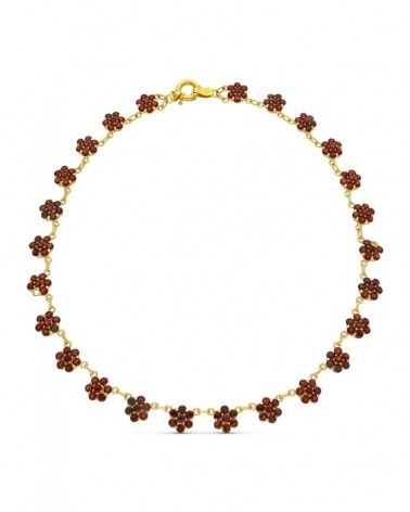Gargantilla oro amarillo 18k cuajos granates 42cm