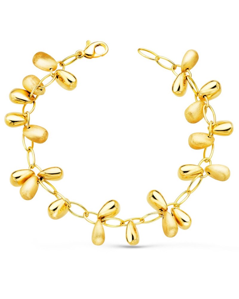 Pulsera oro 18k amarillo eslabones colgantes 19,5cm