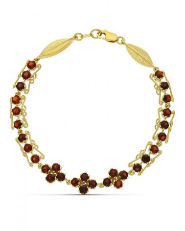 Pulsera oro 18k amarillo granates 19cm