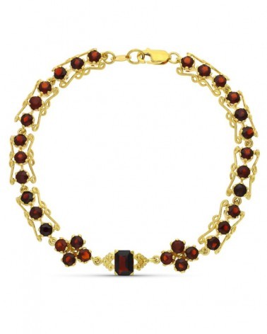 Pulsera oro 18k amarillo granates 19cm