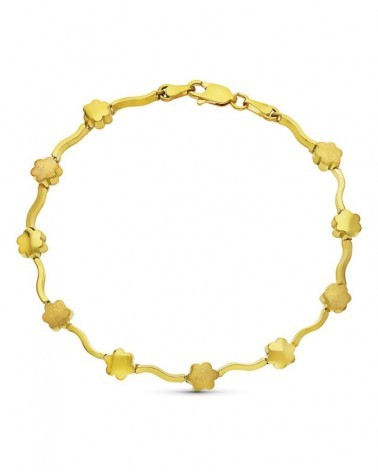 Pulsera oro 18k flores mate y brillo 10,3g