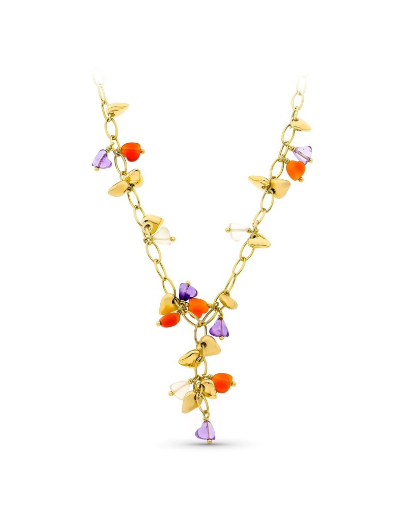 Gargantilla oro 18k amarillo piedras color peso 21,3g