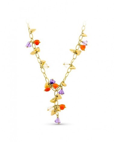 Gargantilla oro 18k amarillo piedras color peso 21,3g