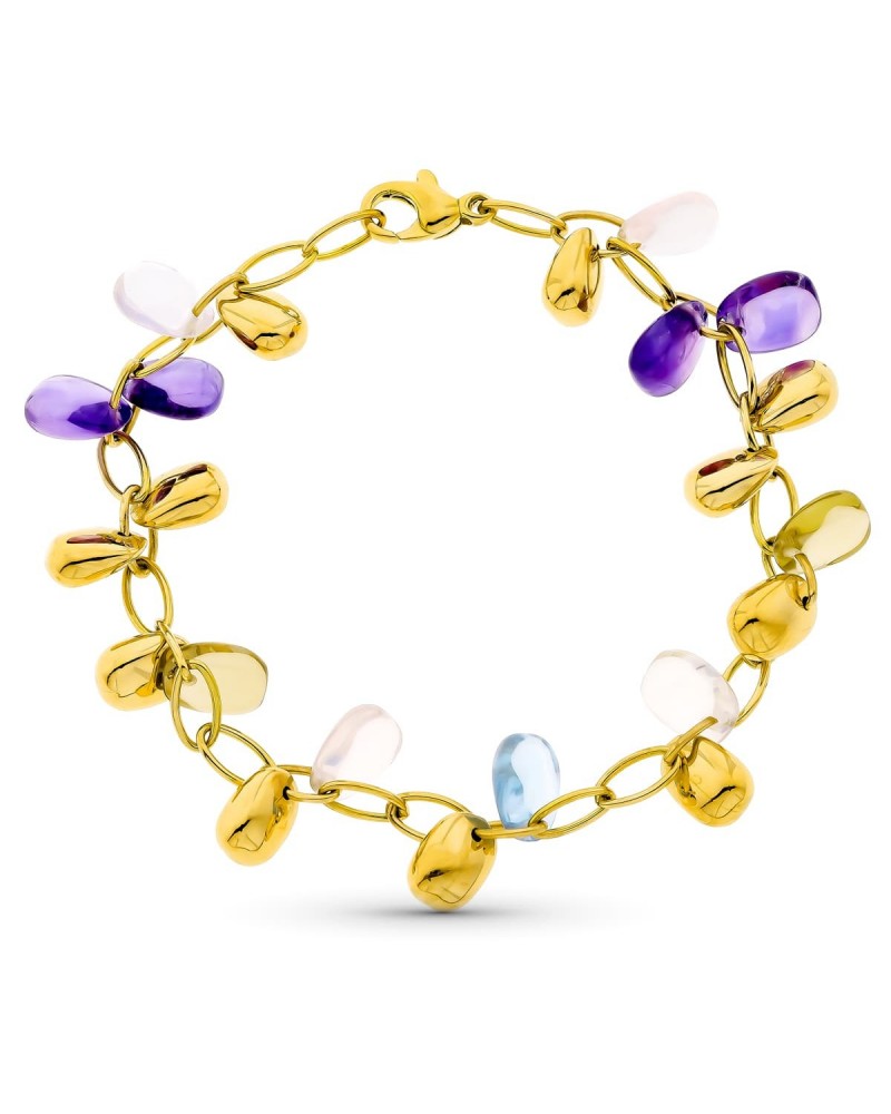 Pulsera oro 18k lágrimas multicolor 14,1g
