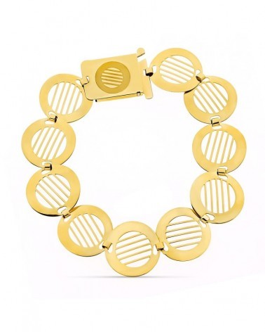Pulsera oro 18k eslabones calados 16mm