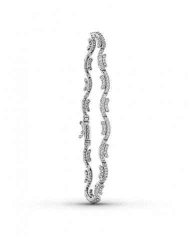 Pulsera oro blanco 18k circonitas diseño hojas 10,8g