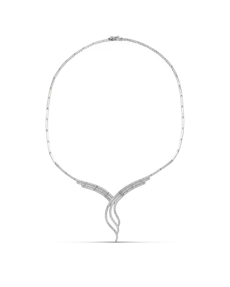 Gargantilla oro blanco 18k circonitas motivo geométrico