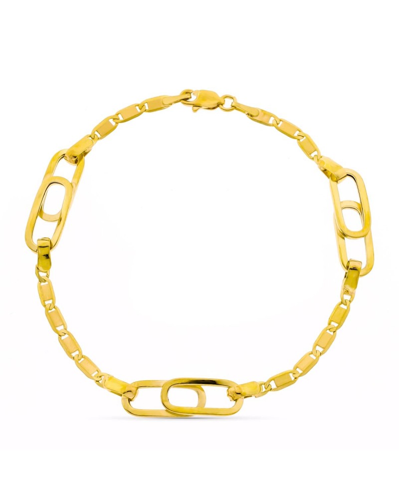 Pulsera oro 18k eslabones combinados 18,5cm