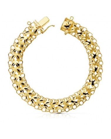 Pulsera oro 18k amarillo eslabones princesa 10mm
