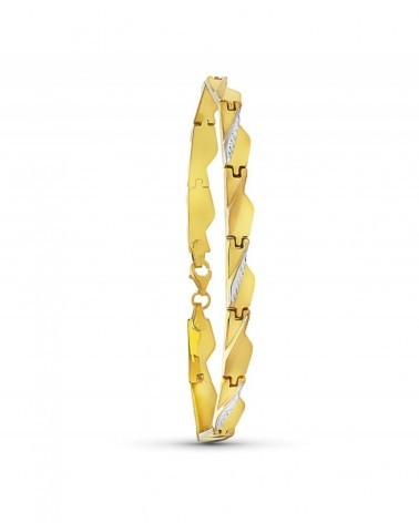 Pulsera oro 18k bicolor eslabones estampados 7,8g