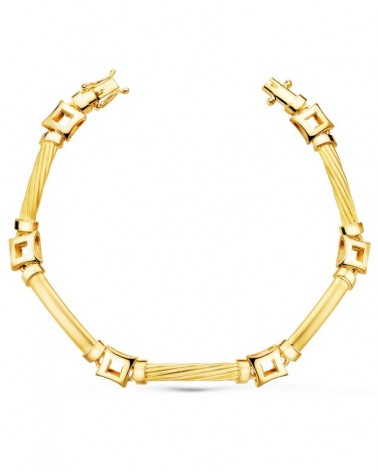 Pulsera oro 18k eslabones cuadrados 8mm