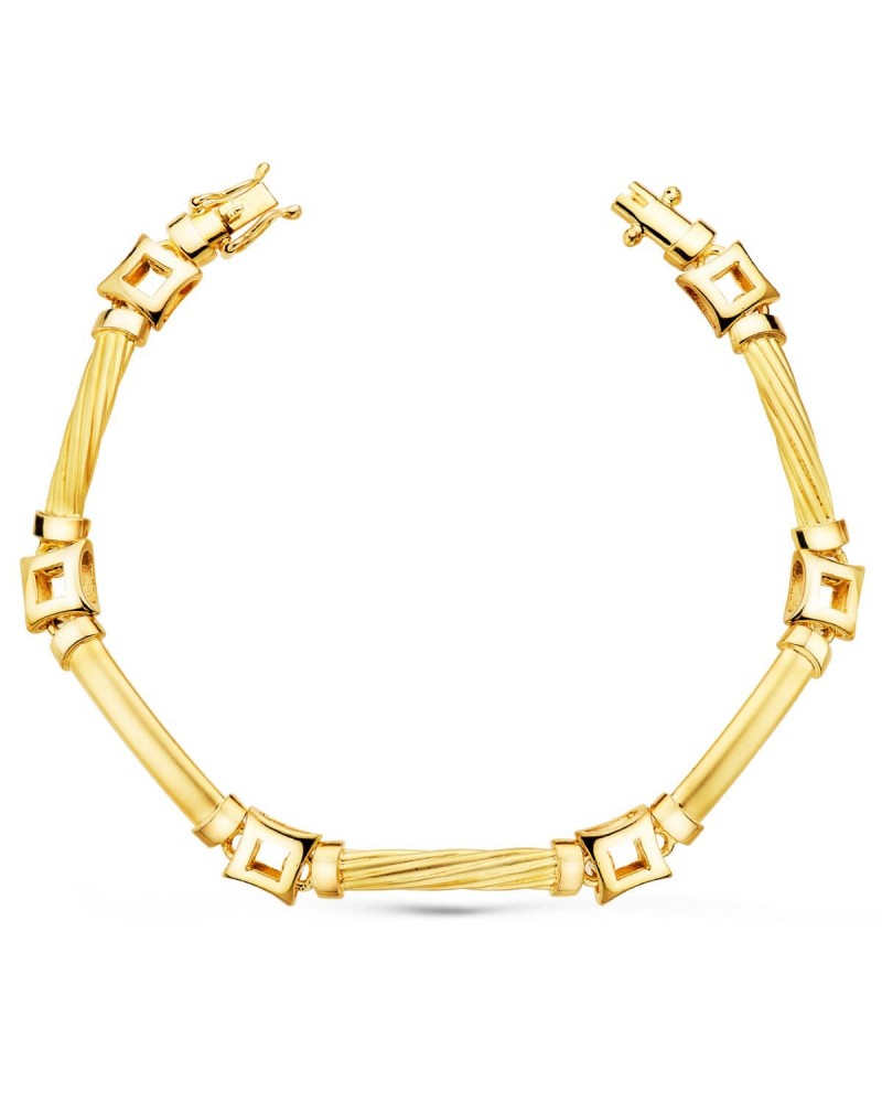 Pulsera oro 18k eslabones cuadrados 8mm