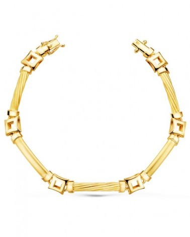 Pulsera oro 18k eslabones cuadrados 8mm