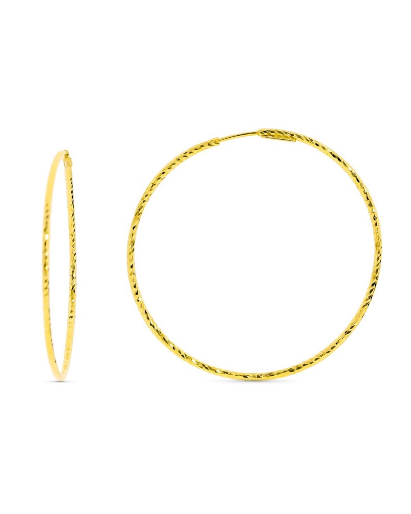 Aros oro 18k amarillo diamantados grandes 40mm