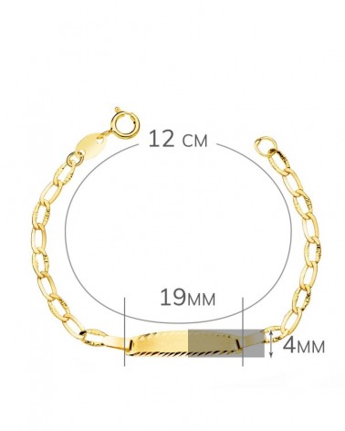 Pulsera esclava oro 18k amarillo bebé placa 19x4mm