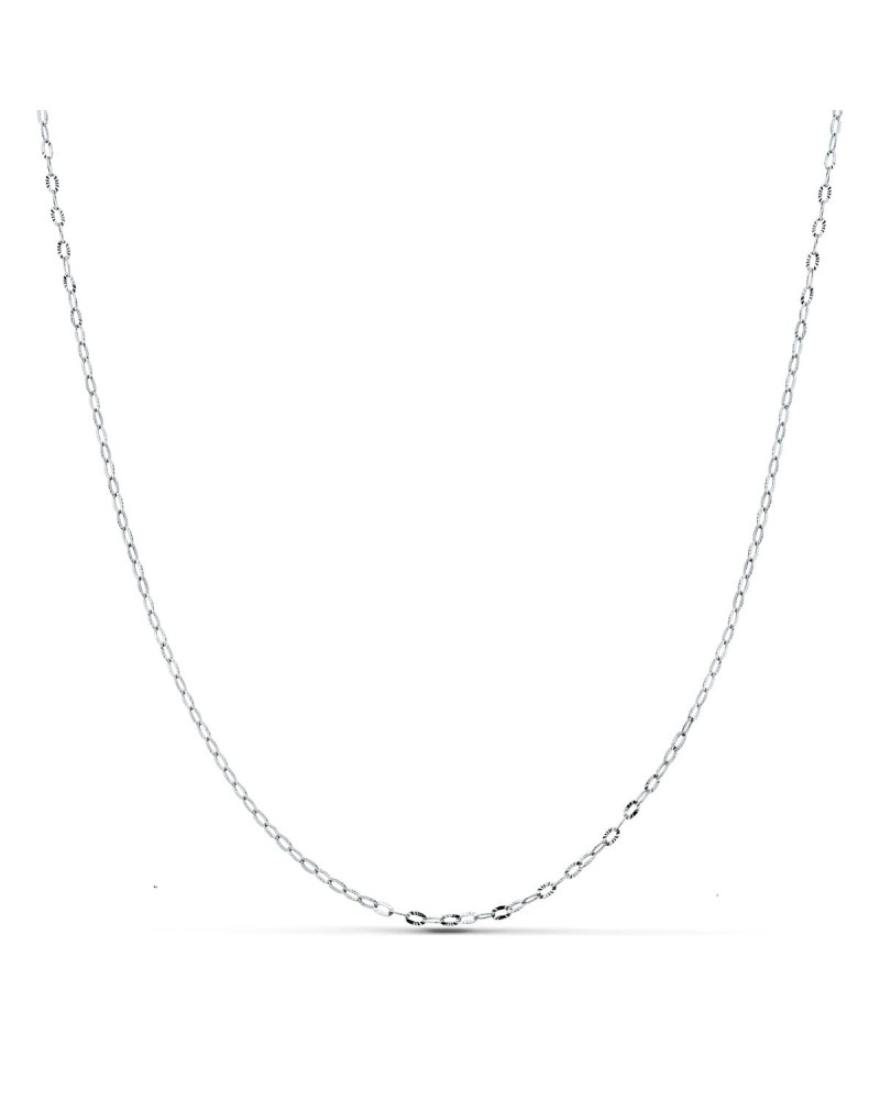Cadena oro blanco 18k eslabones tallados 40cm