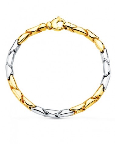 Pulsera oro 18k bicolor eslabones articulados 5mm