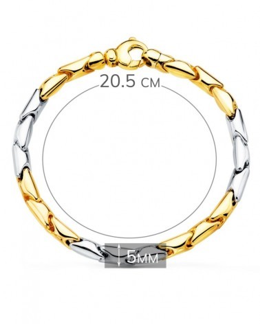 Pulsera oro 18k bicolor eslabones articulados 5mm