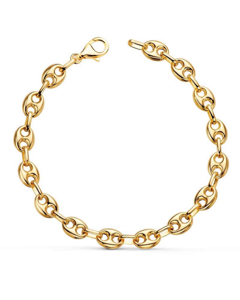 Pulsera oro 18k amarillo calabrote hueco 7,5mm 21cm