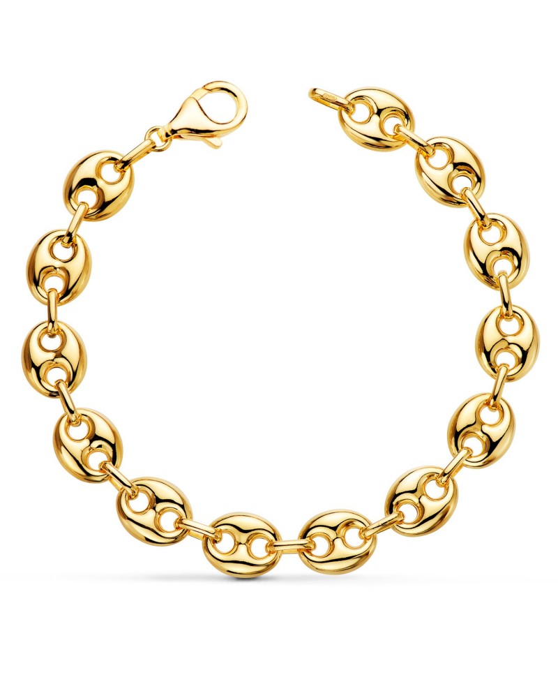 Pulsera oro 18k amarillo eslabones calabrote 10mm