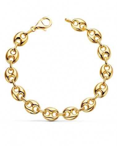 Pulsera oro 18k amarillo eslabones calabrote 10mm