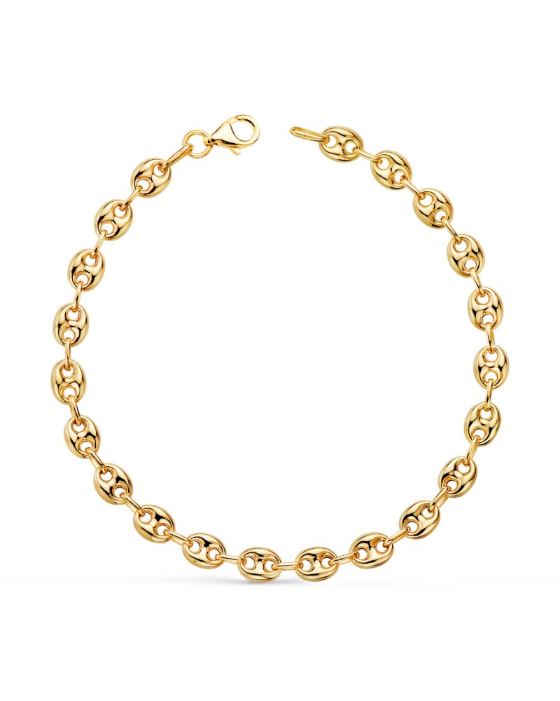 Pulsera oro 18k calabrote hueco ancho 5mm 19cm