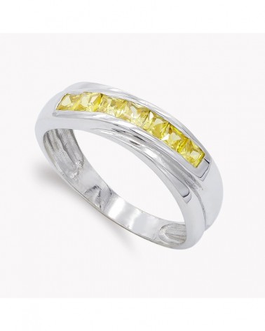 Sortija oro blanco 18k circonitas amarillas 5,5mm