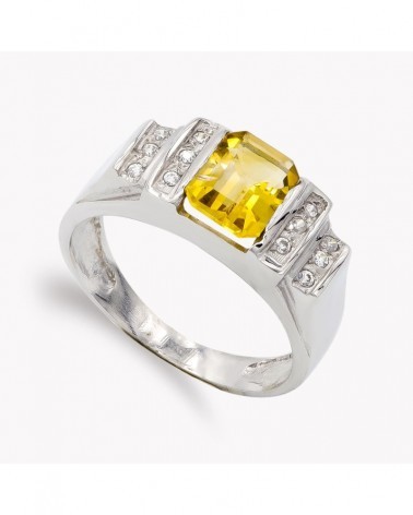 Sortija oro blanco 18k piedra color circonitas 8mm