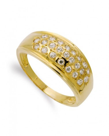 Sortija oro 18k amarillo circonitas pavé ancho 9mm