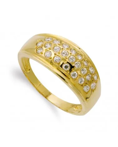 Sortija oro 18k amarillo circonitas pavé ancho 9mm
