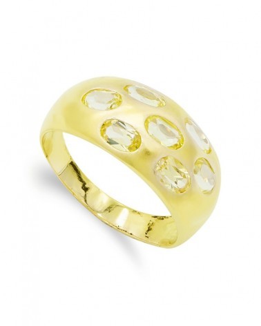 Sortija oro 18k amarillo circonitas ancho 9,5mm