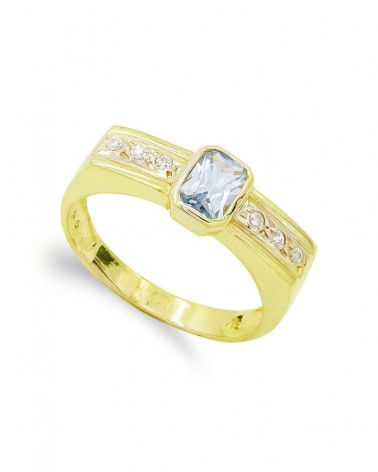 Sortija oro 18k piedra rectangular circonitas 7mm