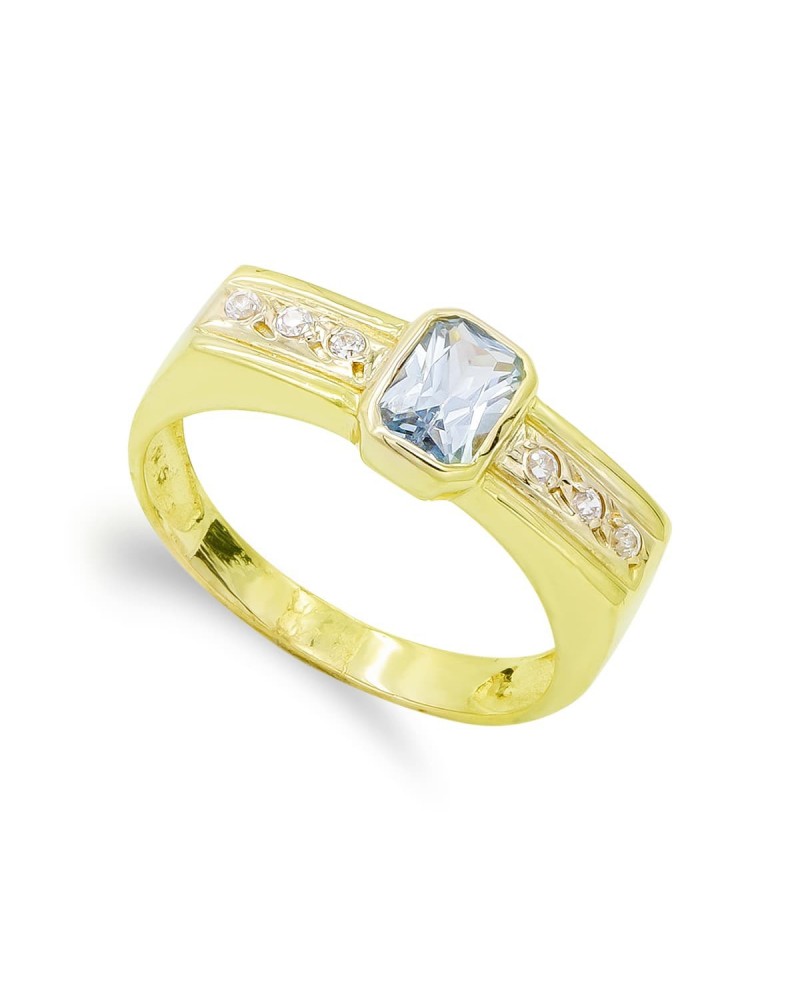Sortija oro 18k piedra rectangular circonitas 7mm